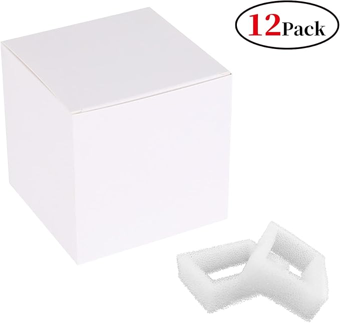 Sponge Foam Filter Replacement for Cup Cake Ceramic Pet Fountain and 2L/67oz Round Stainless Steel Cat Water Fountain, Katlikatqi Pre-Filter Compatible with DR-DC-160 Water Pump (Pack of 12)