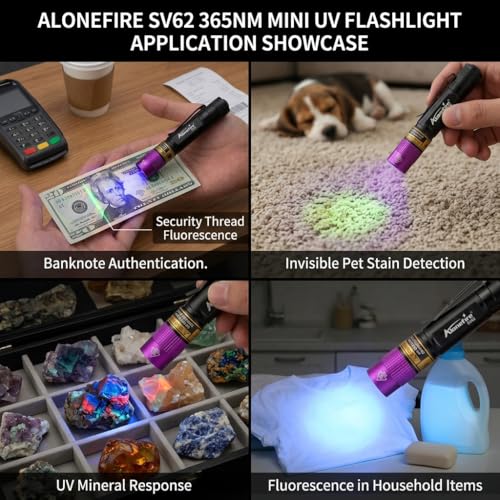 SV62 Mini 3W UV Flashlight 365nm Portable Ultraviolet Black Light Very Small EDC for Minerals