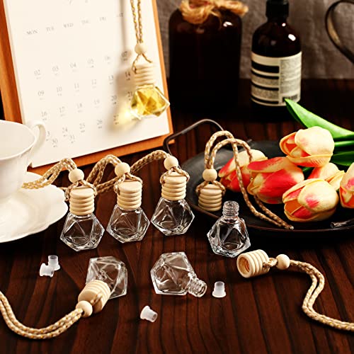 50 Pcs Hanging Car Air Freshener Car Diffuser Bottles Empty Glass Perfume Bottle Freshener Diffuser Bottle Pendant for Essential Oil Fragrance Aromatherapy Ornament (50 Count)