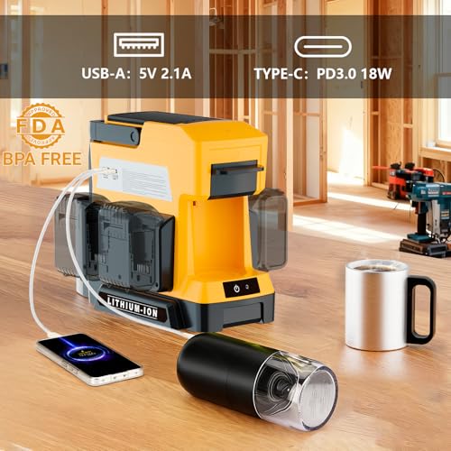 Cordless Coffee Maker for Dewalt 20V MAX Battery