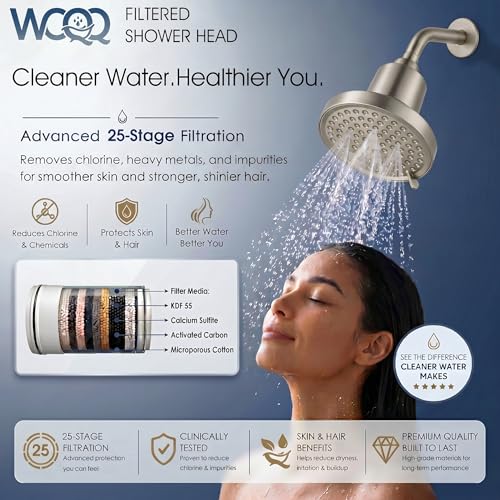 360 Degree Rotated Shower Head Brushed Nickel＆ Filter COMBO ! Anti