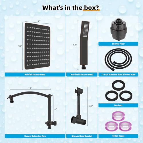 Metal 10'' Filtered Rainfall Shower Head with Handheld Combo