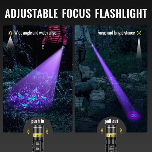 UV Flashlight 365nm & 395nm Dual Black Light Woods Lamp Ringworm