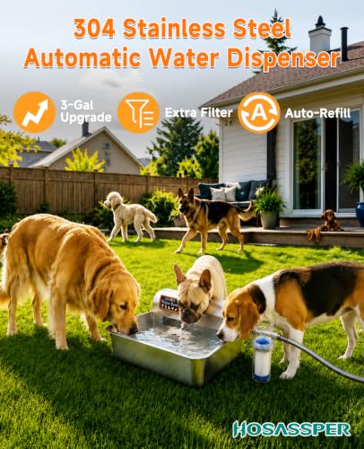 3 Gallon Automatic Dog Water Dispenser 304 Stainless Steel Auto