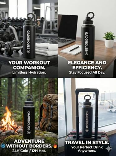 GadgHouse 40oz Stainless Steel Water Bottle with Magnetic Phone Holder