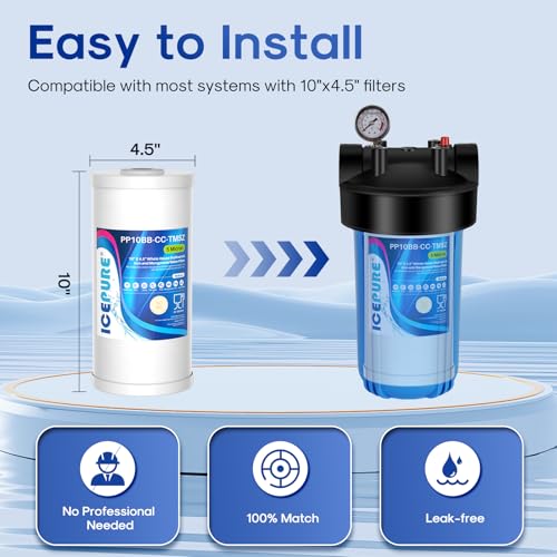 5 Micron 10" x 4.5" Whole House Sediment and Iron Manganese Resin Water Filter Compatible with GE FXHTC