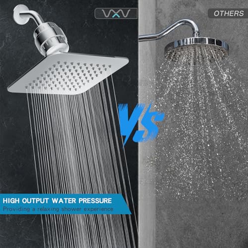 8'' High Pressure Filtered Shower Head Combo 20 Stage Shower Filter for Hard Water