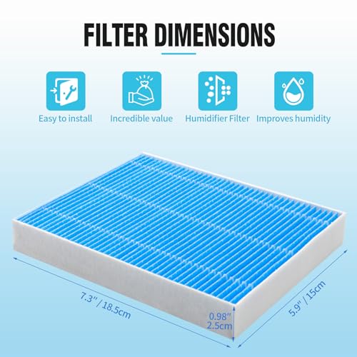 12pcs Wick Replacement Filter and 6pcsTop Fill Humidifier Replacement Filters Compatible with Superior 6000S Smart Evaporative Humidifier (18 Count)