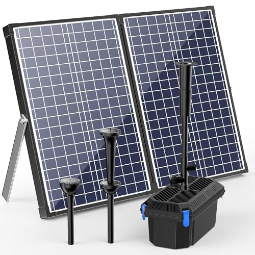 70W Solar Pond Pump with Pond Filter 660 GPH for Outdoor Ponds