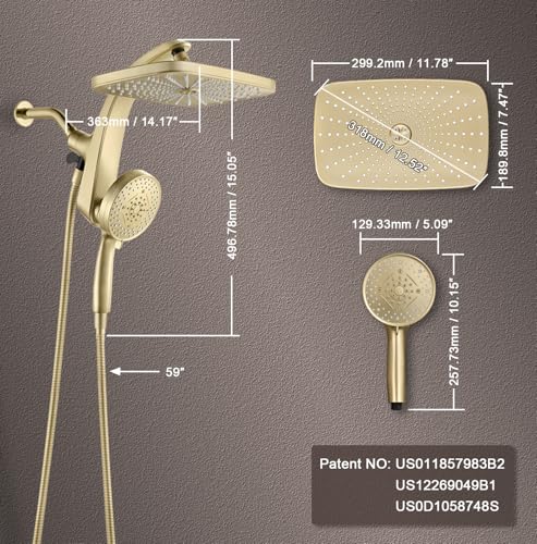 12" High Pressue Rain Shower Head with Handheld