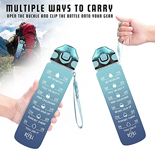 32 oz Drinking Water Bottle with Times to Drink and Straw