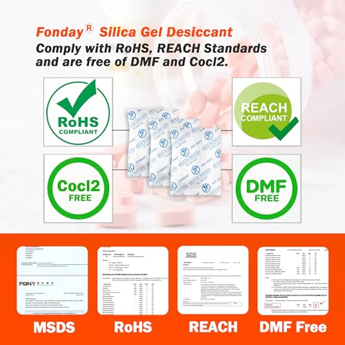 2 Gram 1000 Packets Fonday Food Grade Silica Gel Desiccant Packs (1000 Count)
