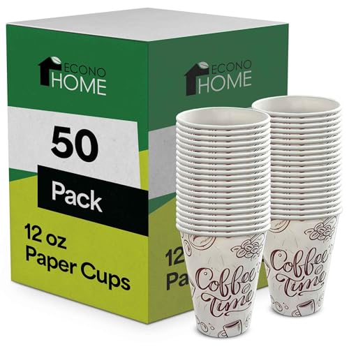 12 oz 50 Pack Disposable Coffee Paper Cups (50 Count)