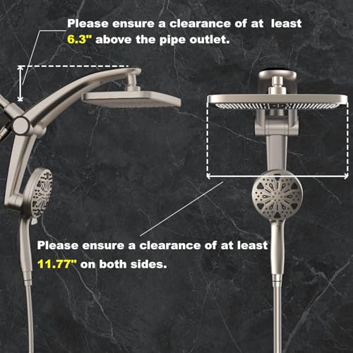 12 Inch High Pressure Rain Shower Head with Handheld Spray Combo