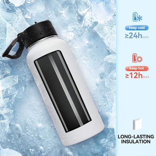 32 oz Insulated Water Bottles with 2 Lids (2 Count)