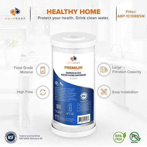 5 Micron 10 x 4.5 Premium Carbon Filter Cartridge Whole House CTO Block Water Filter Replacement Compatible with FXHTC (12 Count)