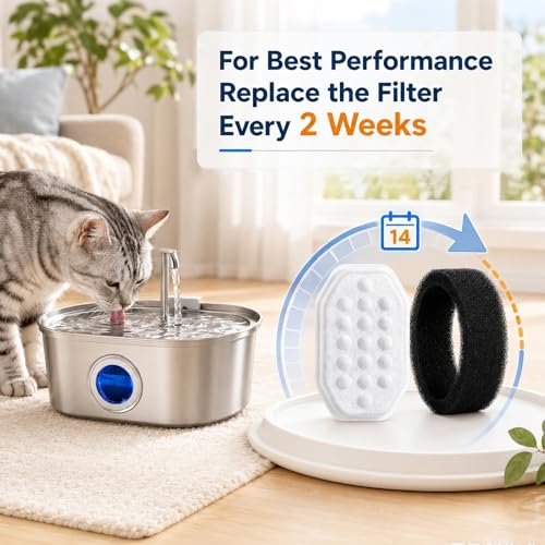 Cat Water Fountain Filters 40 Pack Fits Rellaty & Neareal Pet Fountains