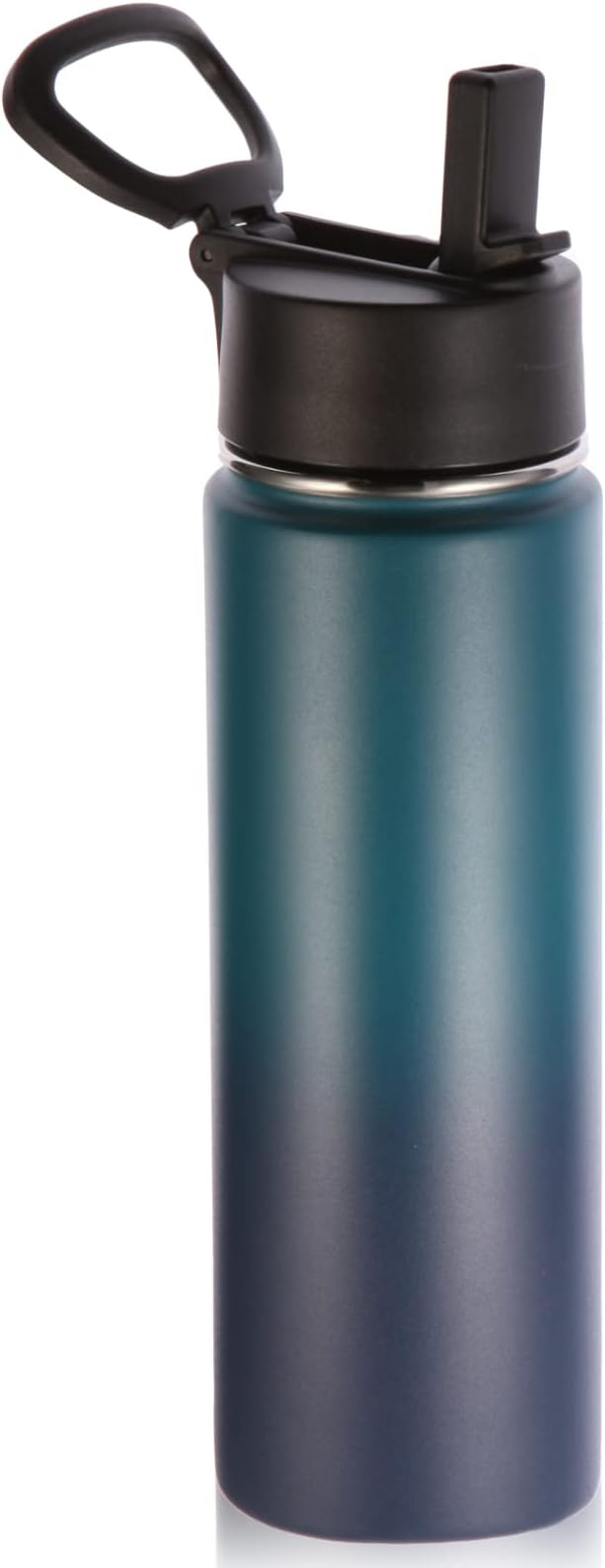 Volhoply 22 oz Insulated Water Bottles with Straw Lid, Stainless Steel Sports Bottle with Handle, Double Walled Vacuum Metal Travel Water Cups with Wide Mouth,Reusable Water Flask(Dark Night,1 Set)