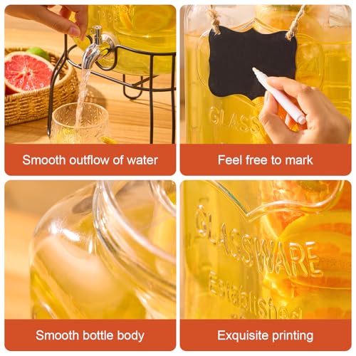 2 Gallon Glass Drink Dispensers for Parties