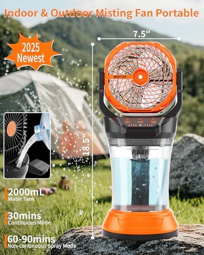 Portable Misting Fan with Large Battery Fan