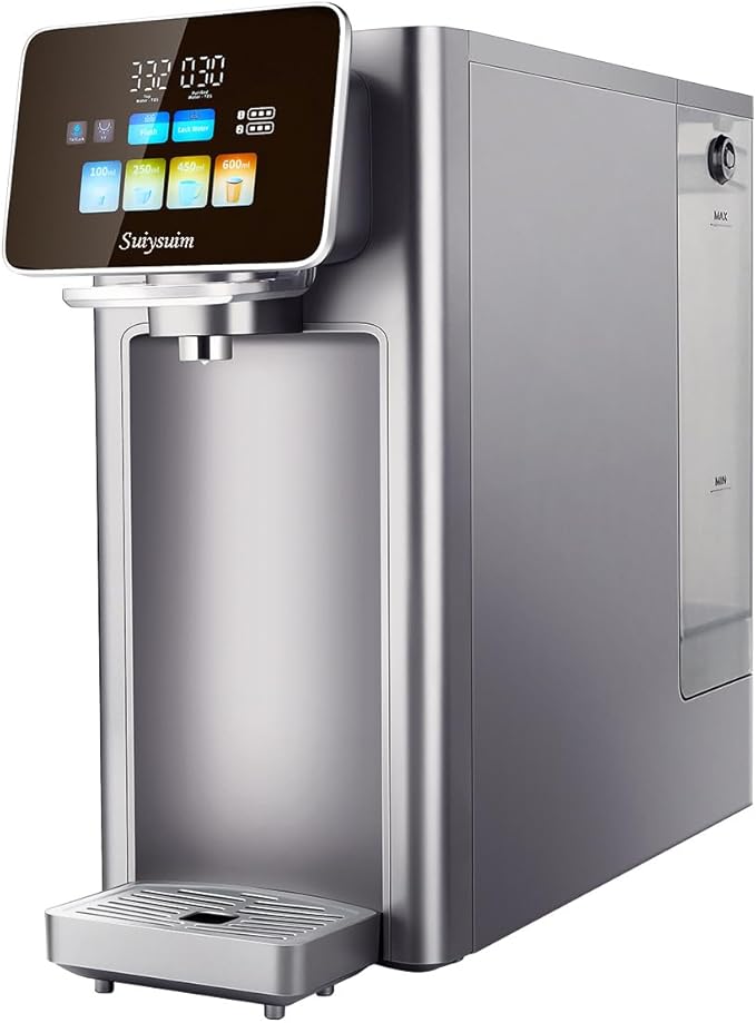 UV Countertop Reverse Osmosis Water Filter System, 6 Stage Countertop Alkaline Water Filter Pitcher, Flush with Pure Water (Silver)