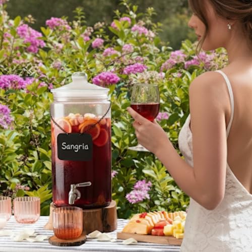 2 Gallon Glass Drink Dispenser with Spout for Parties