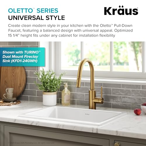 Spot Free Brushed Brass Pull Down Kitchen Faucet KPF