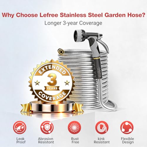 100ft Metal Garden Hose with Upgraded Leak‑Proof Rubber Sleeve