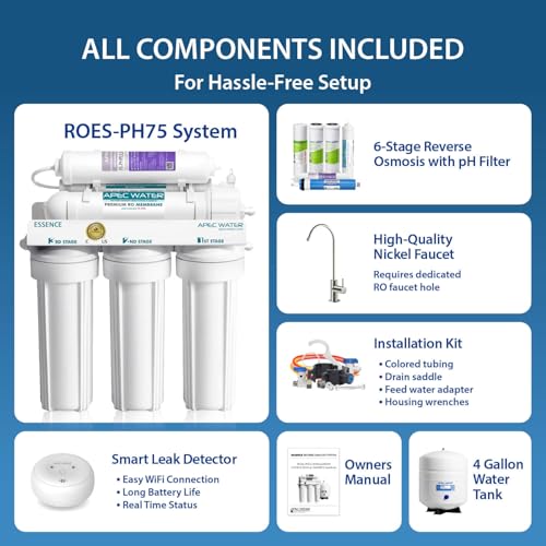 ROES-PH75LD, 6-Stage Under Sink RO System, Alkaline, 75 GPD