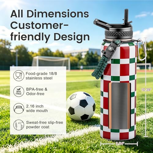 40 oz Insulated Water Bottle with Straw