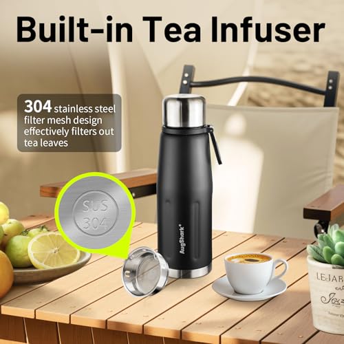 20oz Vacuum Insulated Stainless Steel Thermoses with Foldable Handle & Leakproof Lid