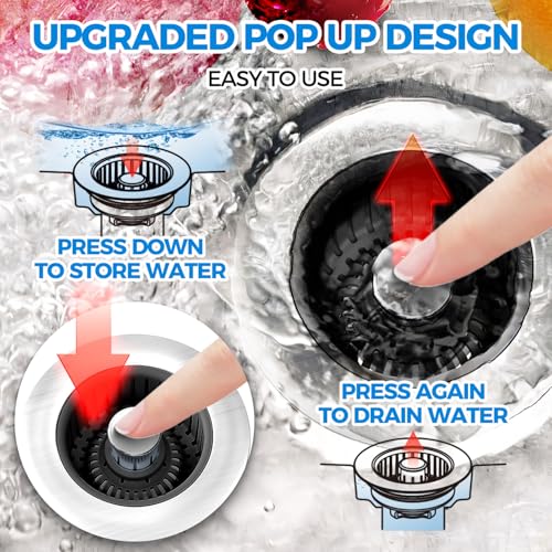 3 in 1 Kitchen Sink Drain Strainer Stopper Removable Basket Pop