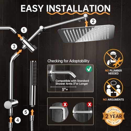 All Metal 10"Luxurious Rain Shower Head with Handheld Spary