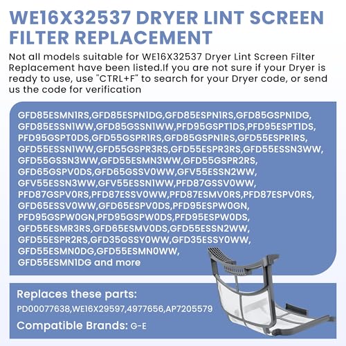 WE16X32537 WE16X29597 Dryer Lint Screen Filter Compatible for GE