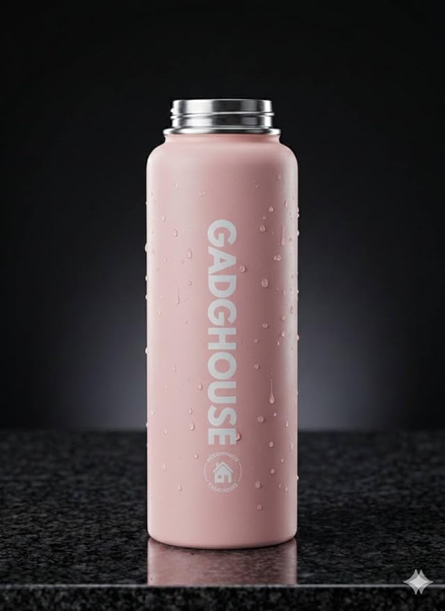 GadgHouse 40oz Stainless Steel Water Bottle with Magnetic Phone Holder – Leakproof, Insulated, BPA-Free, Keeps Hot 12H Cold 24H, for Gym, Office, Travel (BLUSH PINK)