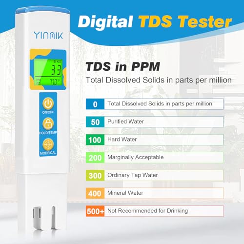 TDS EC Temp Meter Conductivity Tester for Hydroponic Water PPM Meter