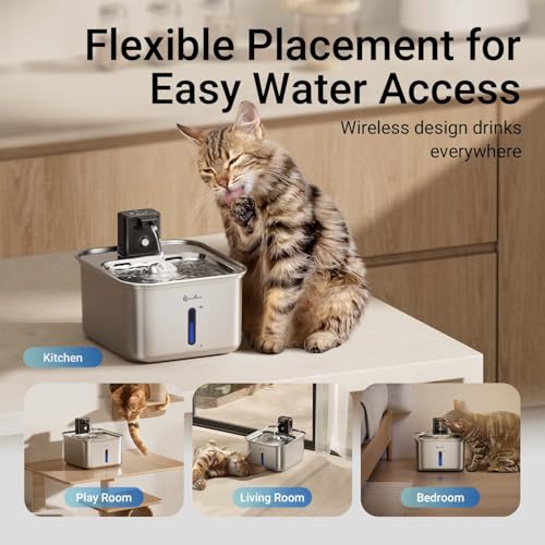 Cat Water Fountain Stainless Steel Wireless