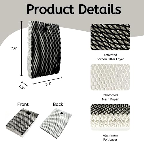 HWF100 Super Wick Humidifier Filter Replacement for Holmes Bionaire Sunbeam HM6000 HM6000RC HM6005 BCM7305 BCM7309 BCM7204 SCM7808 SCM7809