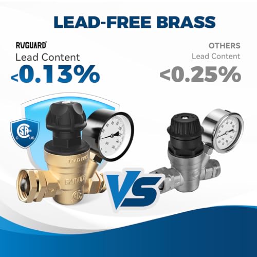 RV Water Pressure Regulator Valve With Adjustable Knob