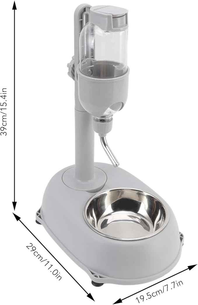 2 in 1 500ml Large Dog Water Bowl Dispenser, PP and ABS Automatic Dog Water Dispenser, Adjustable Pet Standing Water Dispenser Bowl for Cats and Others, 11 x 7.7 x 15.4in