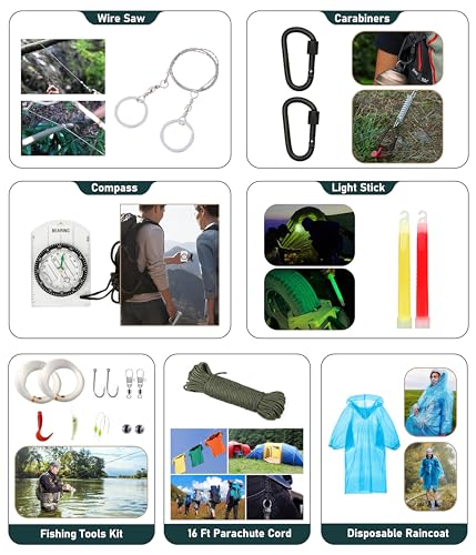 Survival Kit 262Pcs Survival Gear and Supplies with First Aid Kit Pouch and Crossbody Bag