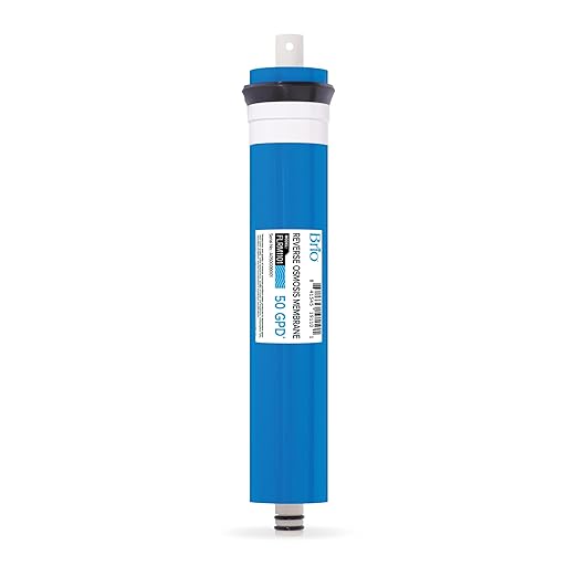 Brio Reverse Osmosis Membrane for Residential RO Water Filtration Systems, 50 GPD, 1.8" x 12", Certified NSF/ANSI 58, In-Line Style for Undersink RO Systems, 2000L Capacity, Universal Fit