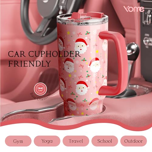 40 oz Christmas Tumbler with Handle and Flip Straw for Women