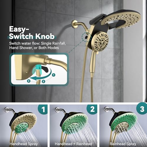 Foldable Rainfall Shower Head 9 Spray Settings