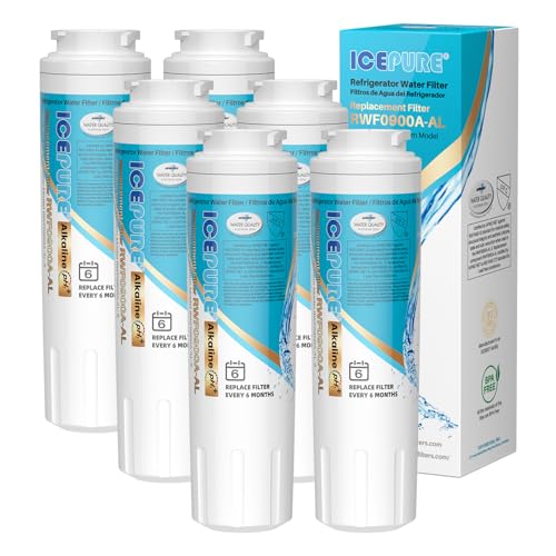 Alkaline UKF8001 Refrigerator Water Filter Replacement for Whirlpool EDR4RXD1 (6 Count)
