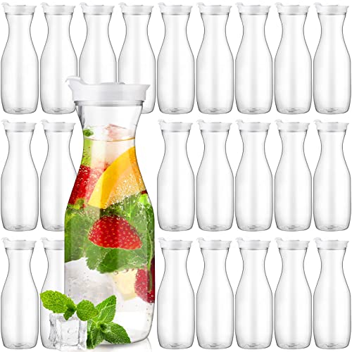 24 Pcs Plastic Water Carafe with Lid 32 Oz Clear (24 Count)