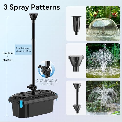 50W Solar Pond Filter Pump 580 GPH for Pond up to 2000 Gallons