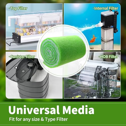 Aquarium Filter Media Pad Dual Density Bonded Filter Floss Roll Cut to Fit for Fish Tank Canister Filter 72" x 12” x 3