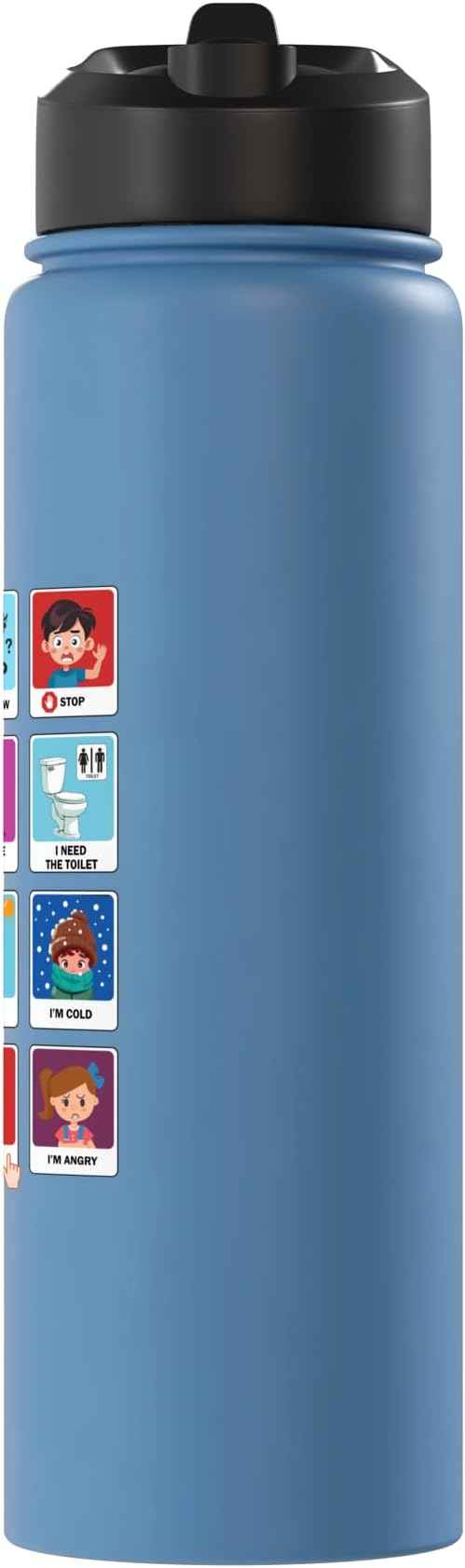 Autism Communication Cards Kids Emotions Speech Therapy AAC Stainless Steel Insulated Water Bottle