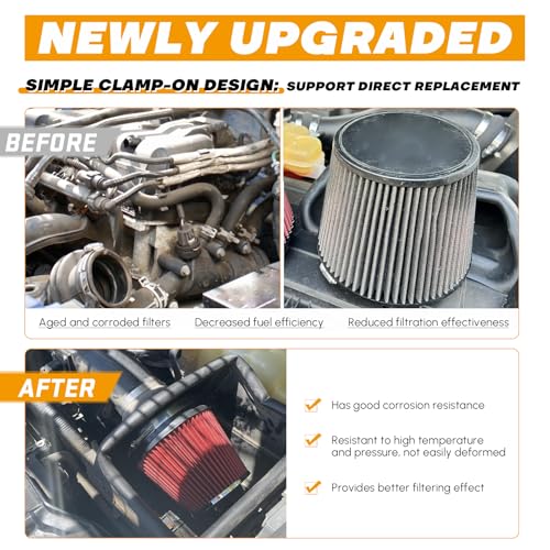 PTNHZ Universal Red 4" 102mm High Flow Cold Air Intake Cone Air Filter Power Intake Air Inlet System Air Cleaner